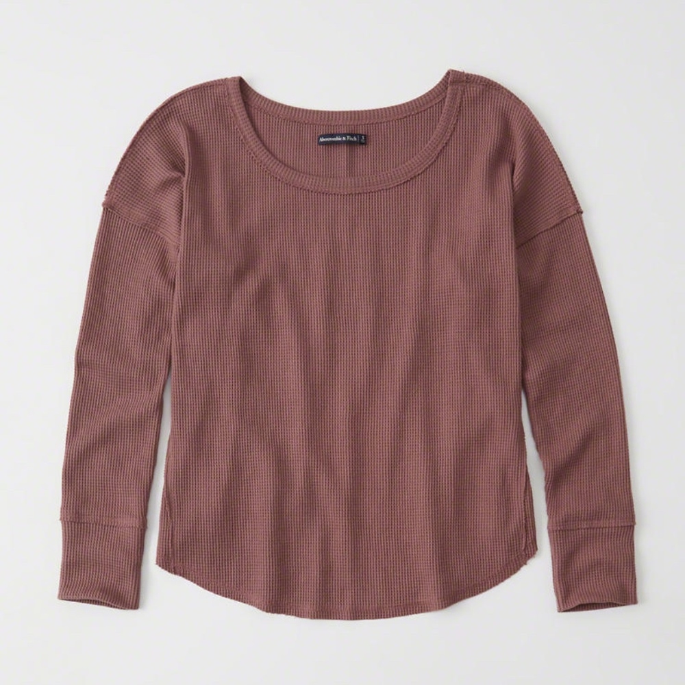 A&F  Womens Mauve Waffle Tee, size M